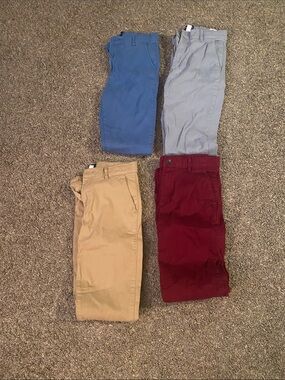 4 pairs of Children’s Place Chinos in Blue, Gray, Burgundy, Tan. Size 16 slim.